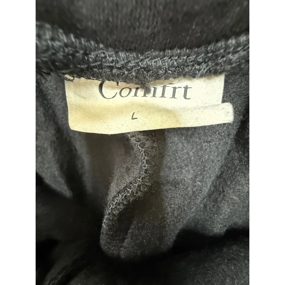 Comfrt Womens Black Heavyweight Fleece Jogger Sweatpants Large NEW